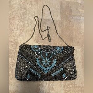 Chic Beaded Clutch with Chain Strap